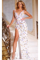 Long Prom Dress: Jovani 44507 - Ivory/Multi / Apparel & Accessories > Clothing > Dresses