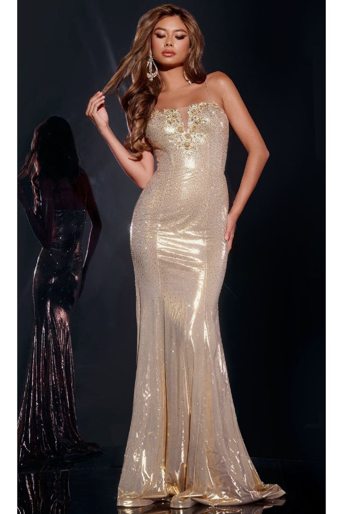 Long Prom Dress: Jovani 44539 - Gold / Prom