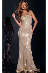 Long Prom Dress: Jovani 44539 - Gold / Prom