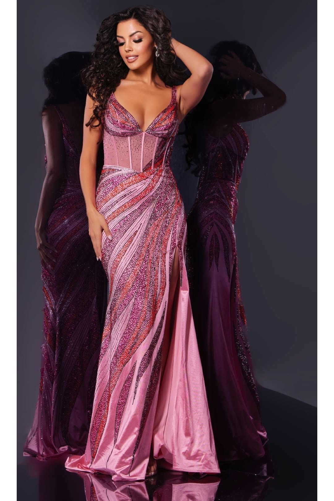 Long Prom Dress: Jovani 44577 - Fuchsia / Prom
