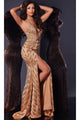 Long Prom Dress: Jovani 44584 - Gold / Prom