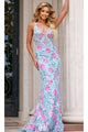 Long Prom Dress: Jovani D5025 - Blue/Pink / Apparel & Accessories > Clothing > Dresses