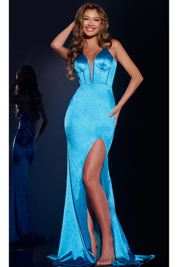 Long Prom Dress: Jovani D5032 - Turquoise / 00 - Apparel & Accessories > Clothing > Dresses