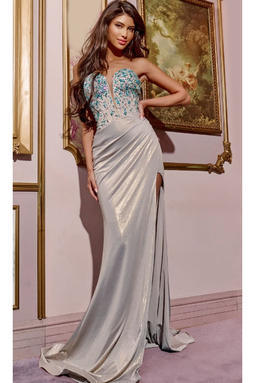 Long Prom Dress: Jovani D5076 - Gold / Prom