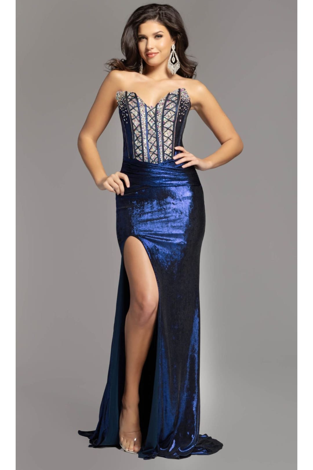 Long Prom Dress: Jovani D5081 - Navy / Apparel & Accessories > Clothing > Dresses