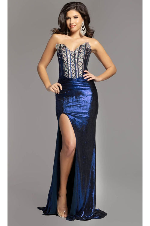 Long Prom Dress: Jovani D5081 - Navy / Apparel & Accessories > Clothing > Dresses