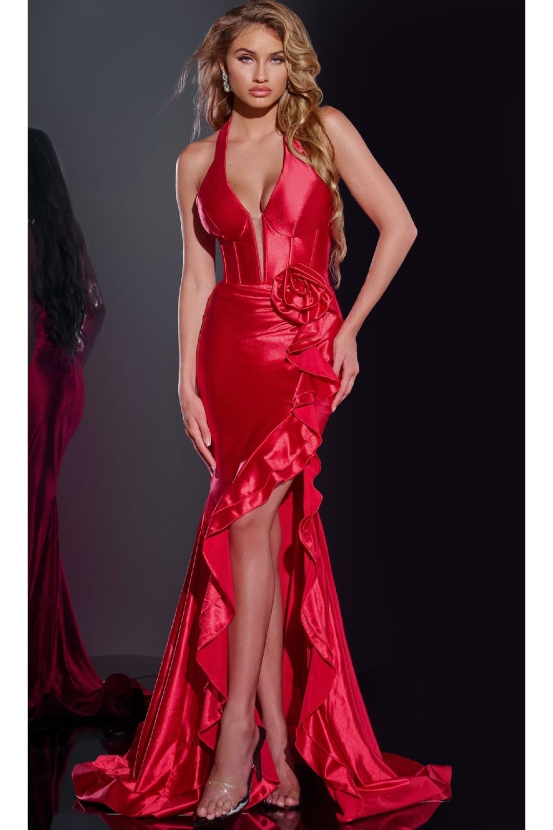 Long Prom Dress: Jovani D5306 - Red / Prom