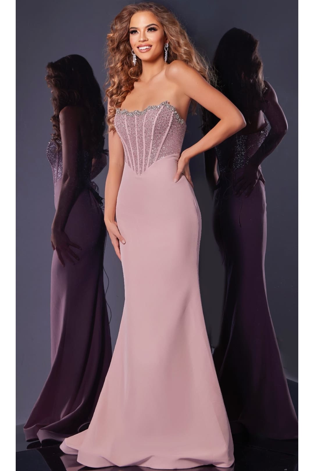 Long Prom Dress: Jovani D5310 - Blush / Apparel & Accessories > Clothing > Dresses