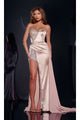 Long Prom Dress: Jovani D5408 - Champagne / 00 - Apparel & Accessories > Clothing > Dresses