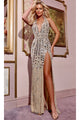 Long Prom Dress: Jovani D5700 - Silver/Nude / 00 - Apparel & Accessories > Clothing > Dresses
