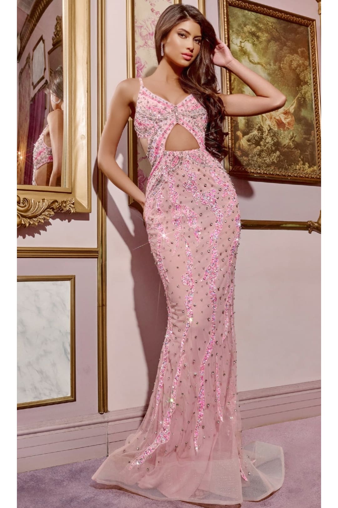 Long Prom Dress: Jovani D5713 - Pink / Prom