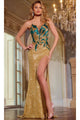 Long Prom Dress: Jovani D5723 - Nude/Gold / Apparel & Accessories > Clothing > Dresses