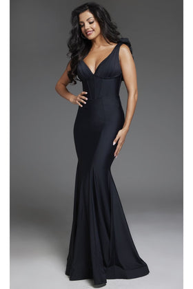 Jovani Long Prom Dress Simple V-Neck Mermaid Formal Evening Gown D5810