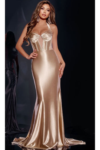 Long Prom Dress: Jovani D5903 - Gold / 00 - Apparel & Accessories > Clothing > Dresses