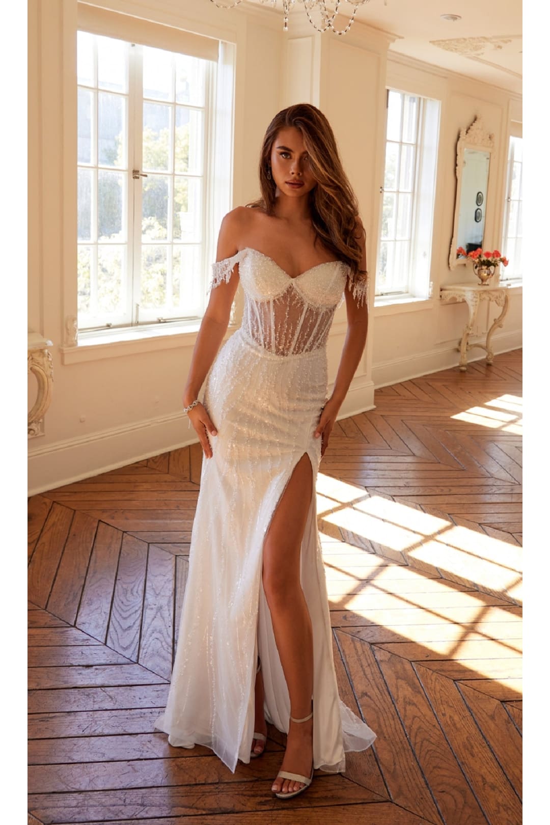 Sheath Wedding Dresses | White Bridal Gown by JT2471LW