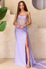 Long Prom Dress Sleeveless Sheer Corset Gown By Amelia Couture 2050 - LILAC / Dress