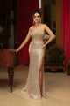 Long Prom Dress Strapless Beaded Evening Gown By Royal Queen RQ8163 - CHAMPAGNE / 4 - Dress