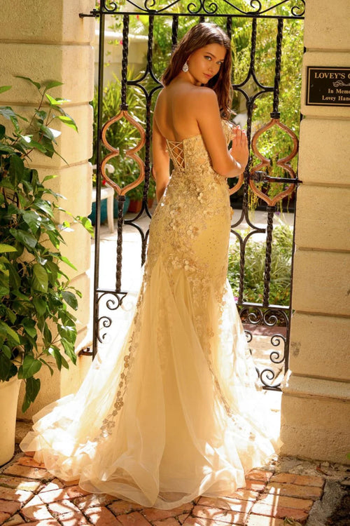 Vestido de novia champán, largo y de talla grande, de SU081