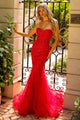 Long Prom Dress Sweetheart Beaded Mermaid Gown By Amelia Couture SU081 - RED / 2 - Dress