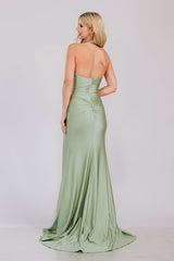 Long Prom Dress V-Neck Halter Strap Gala Gown By Amelia Couture 3040 - Dress