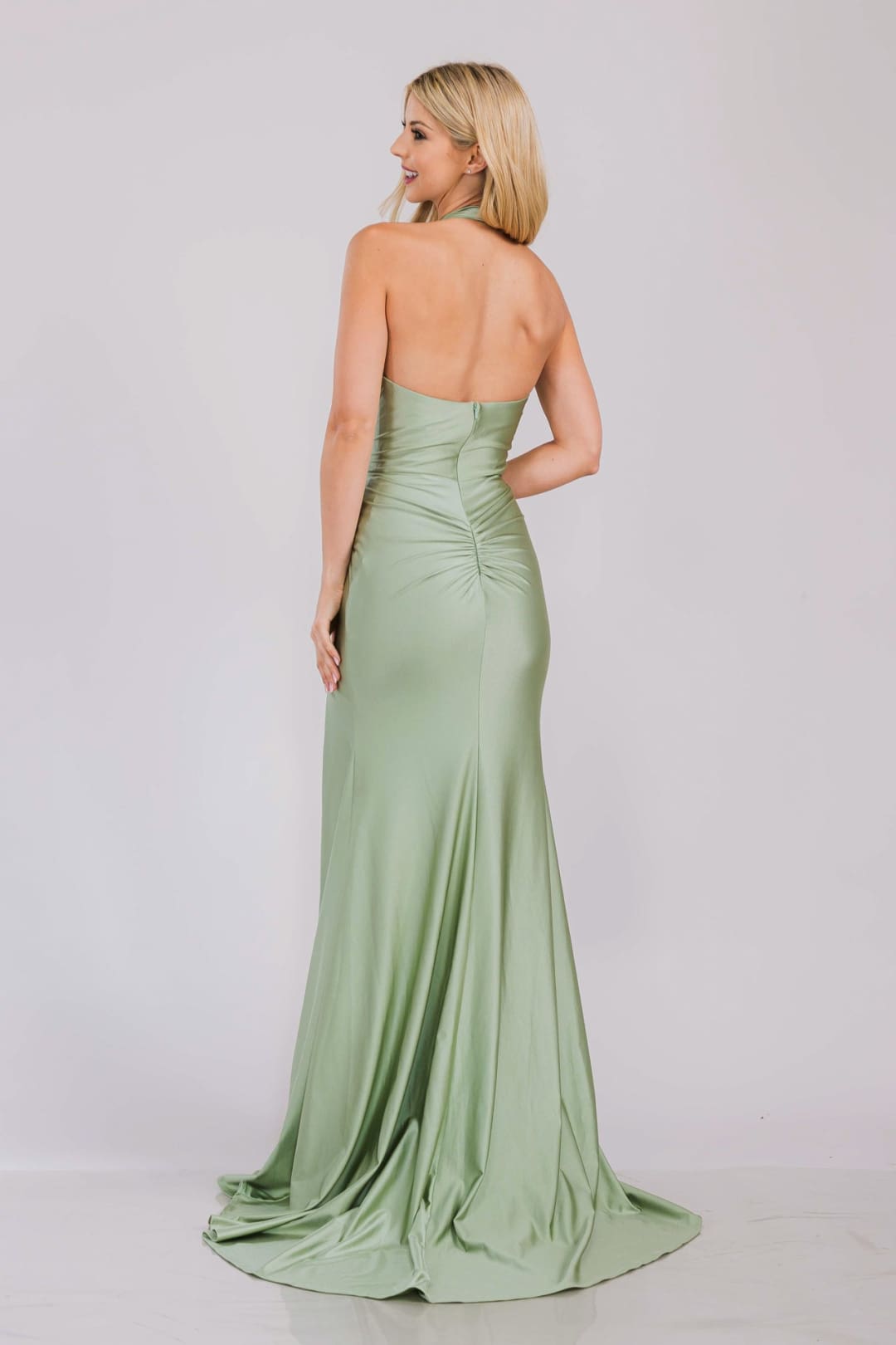 Long Prom Dress V-Neck Halter Strap Gala Gown By Amelia Couture 3040 - Dress