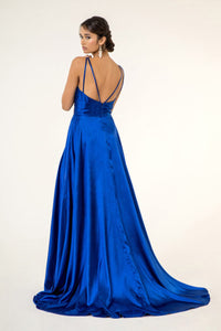 Long Satin V-Neck Dress by Elizabeth K GL2963 - Long Formal Dresses