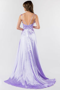 Long Satin V-Neck Dress by Elizabeth K GL2963 - Long Formal Dresses