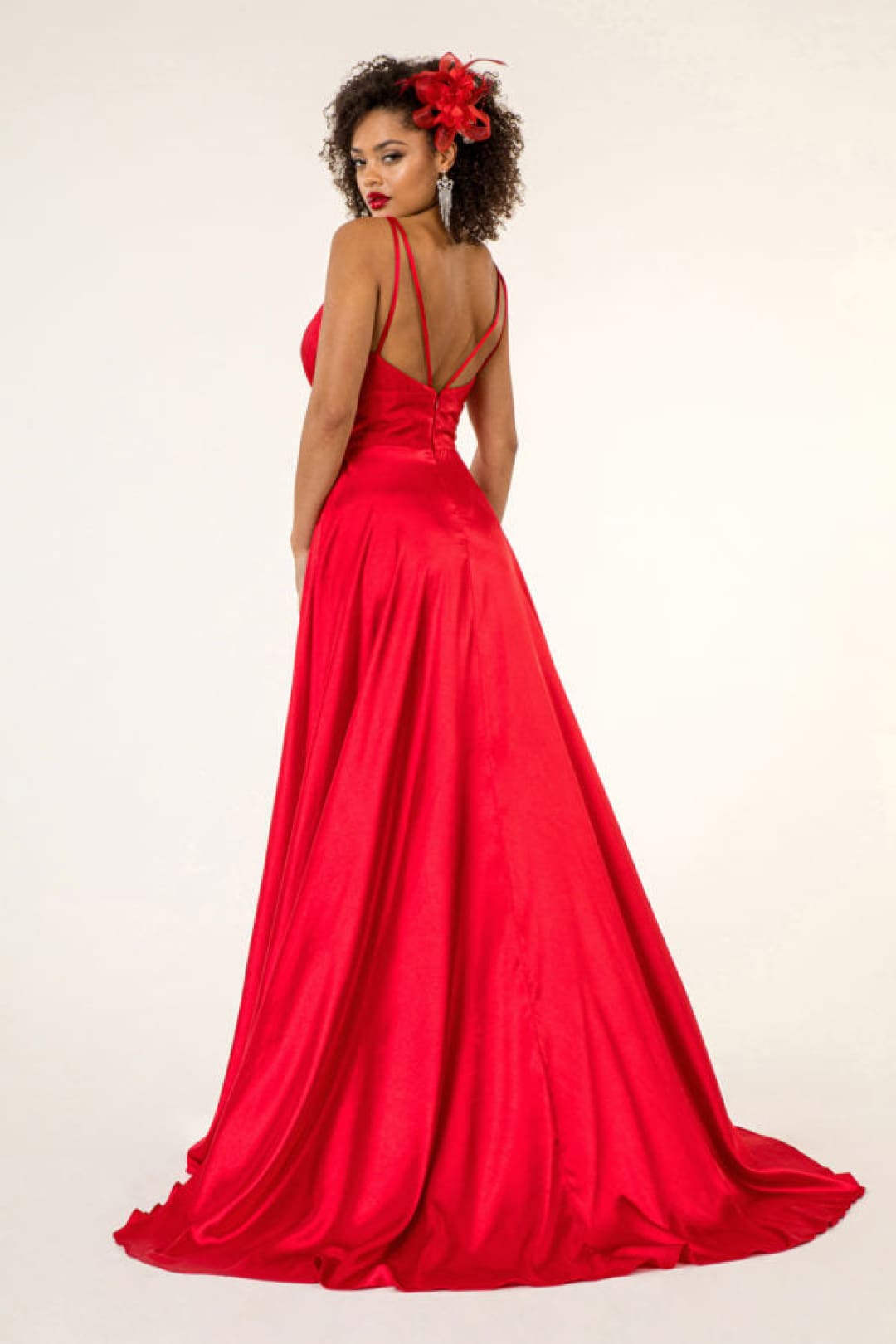 Long Satin V-Neck Dress by Elizabeth K GL2963 - Long Formal Dresses