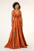 Long Satin V-Neck Dress by Elizabeth K GL2963 - XS / Sienna - Long Formal Dresses