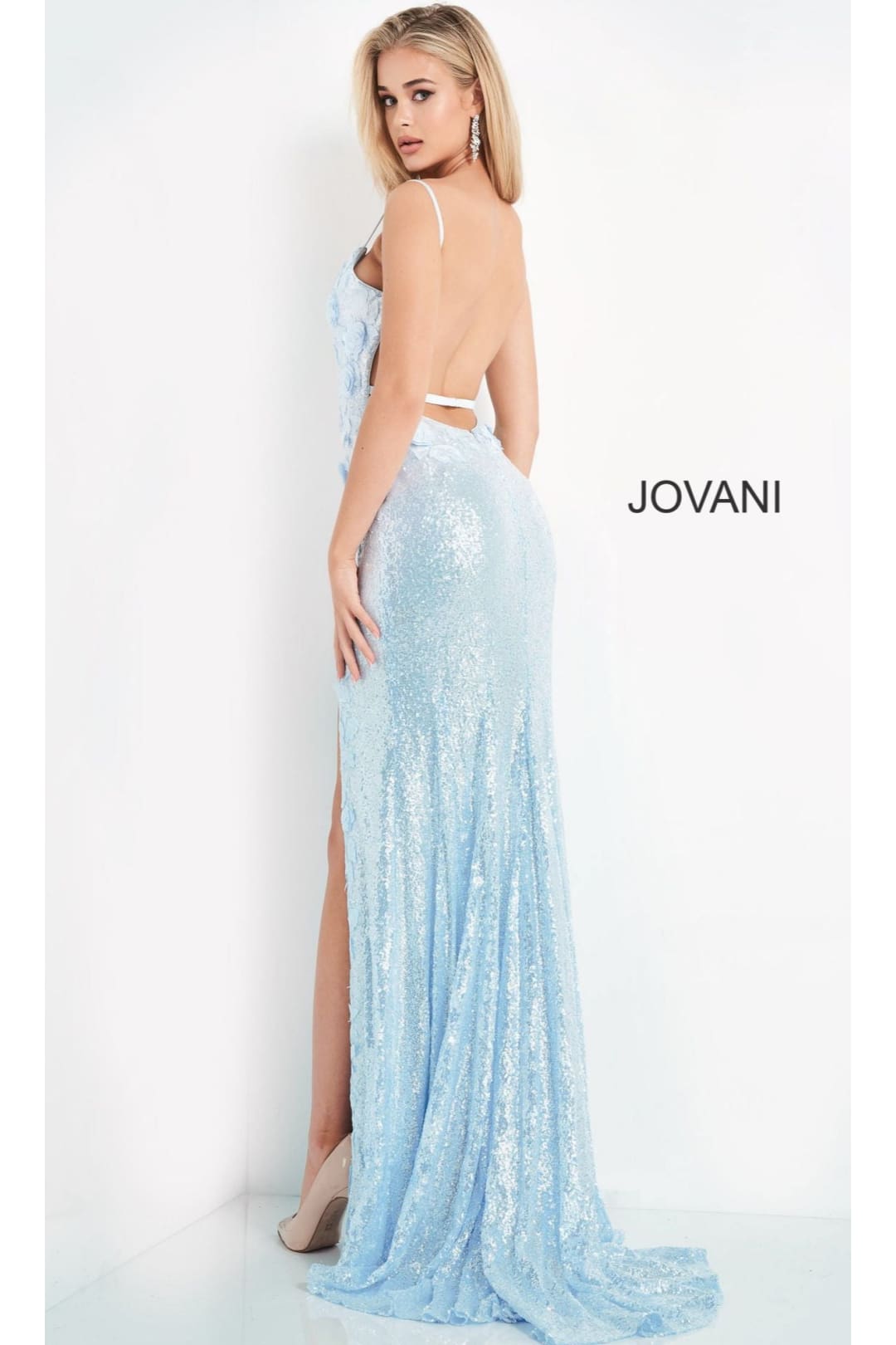 Long Sequin Jovani Prom Dress with Appliques - Apparel & Accessories > Clothing > Dresses