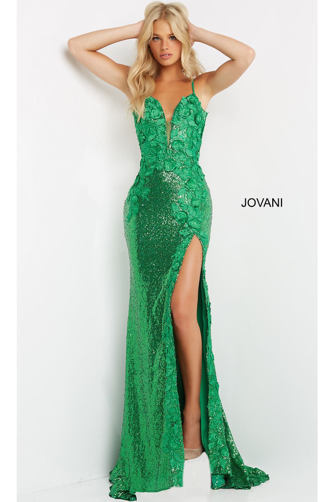 Jovani-Long Sequin Jovani Prom Dress with Appliques