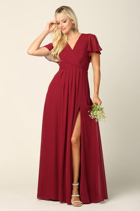 Eva USA 3413 Long & Short Sleeve Chiffon Mother of the Bride Dress