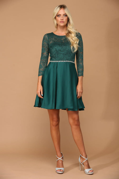Long Sleeve Beaded Cocktail Dress