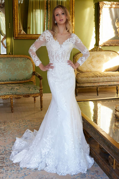 Long Sleeve Cape Bridal Gown by GLS Gloria GL3605 - Long Formal Dresses
