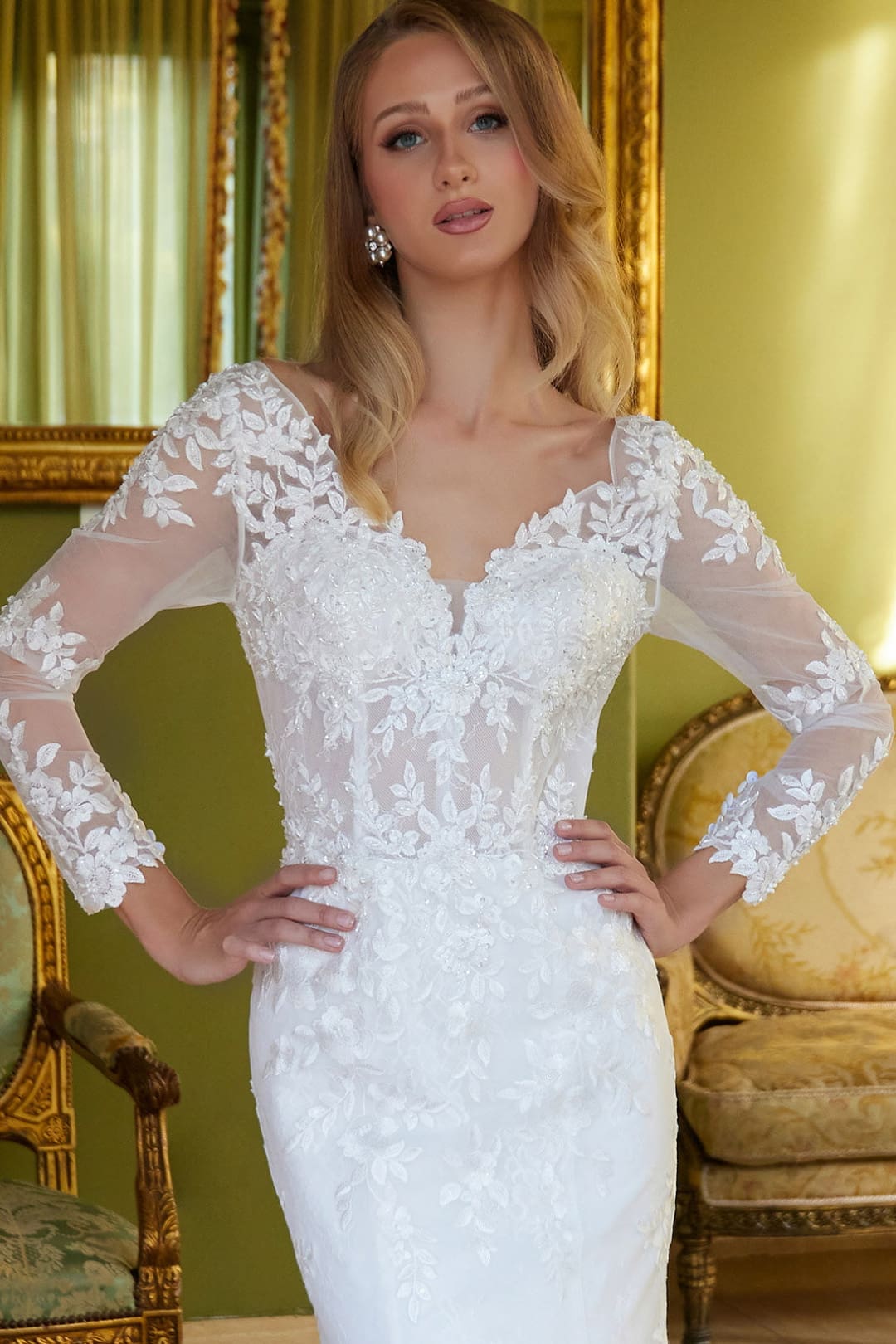 Long Sleeve Cape Bridal Gown by GLS Gloria GL3605 - Long Formal Dresses