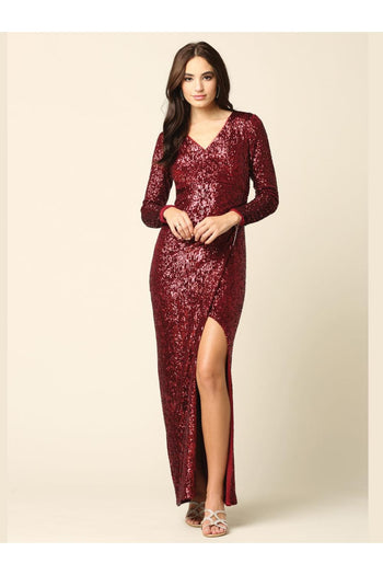 Long Sleeve Formal Evening Dress - The Dress Outlet