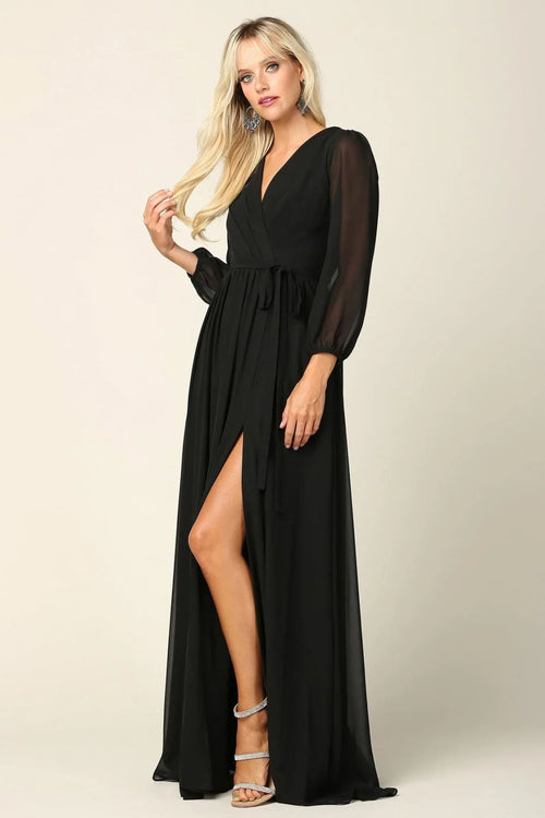 Long Sleeve Mother of the Bride Chiffon Dress Sale - Mother of the Bride Dress