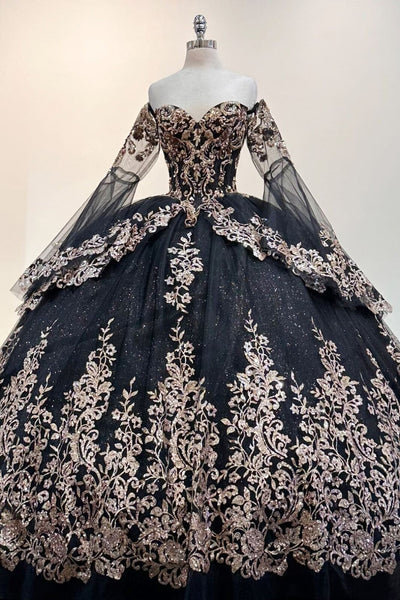 Long Sleeve Off Shoulder Ball Gown by Elizabeth K GL3184 - Quinceanera Dresses