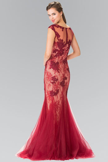 Long Sleeveless Beaded Lace Mermaid Dress by Elizabeth K GL2276 - Long Formal Dresses