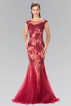 Long Beaded Lace Mermaid Dress by Elizabeth KGL2276