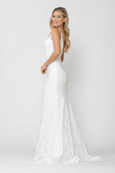 Poly USA 8590 Long Sleeveless Beaded Lace Mermaid Dress