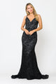 Poly USA 8590 Long Sleeveless Beaded Lace Mermaid Dress