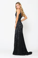 Poly USA 8590 Long Sleeveless Beaded Lace Mermaid Dress