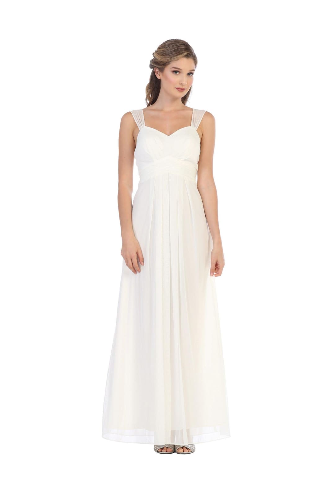 Long Sleeveless Bridesmaid Chiffon Dress - The Dress Outlet
