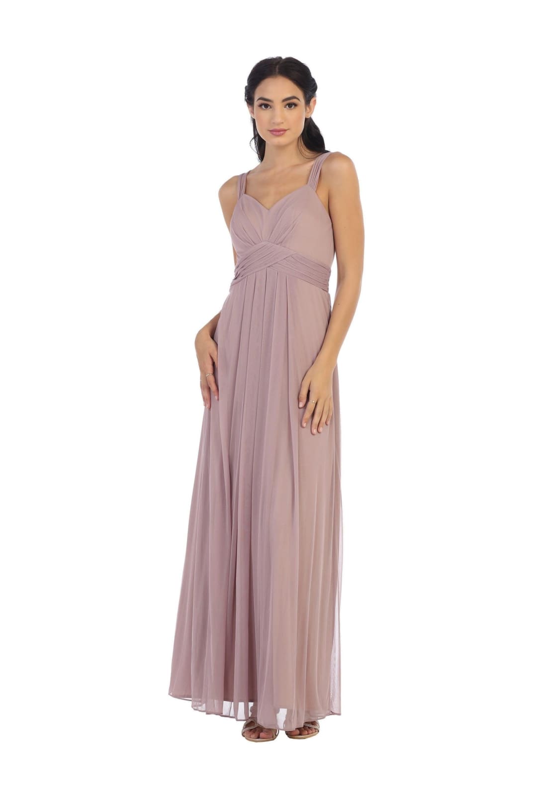 Long Sleeveless Bridesmaid Chiffon Dress - The Dress Outlet