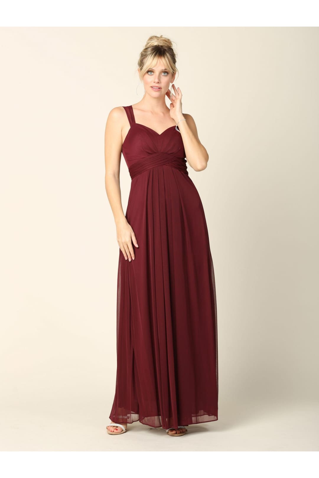 Long Sleeveless Bridesmaid Chiffon Dress - The Dress Outlet