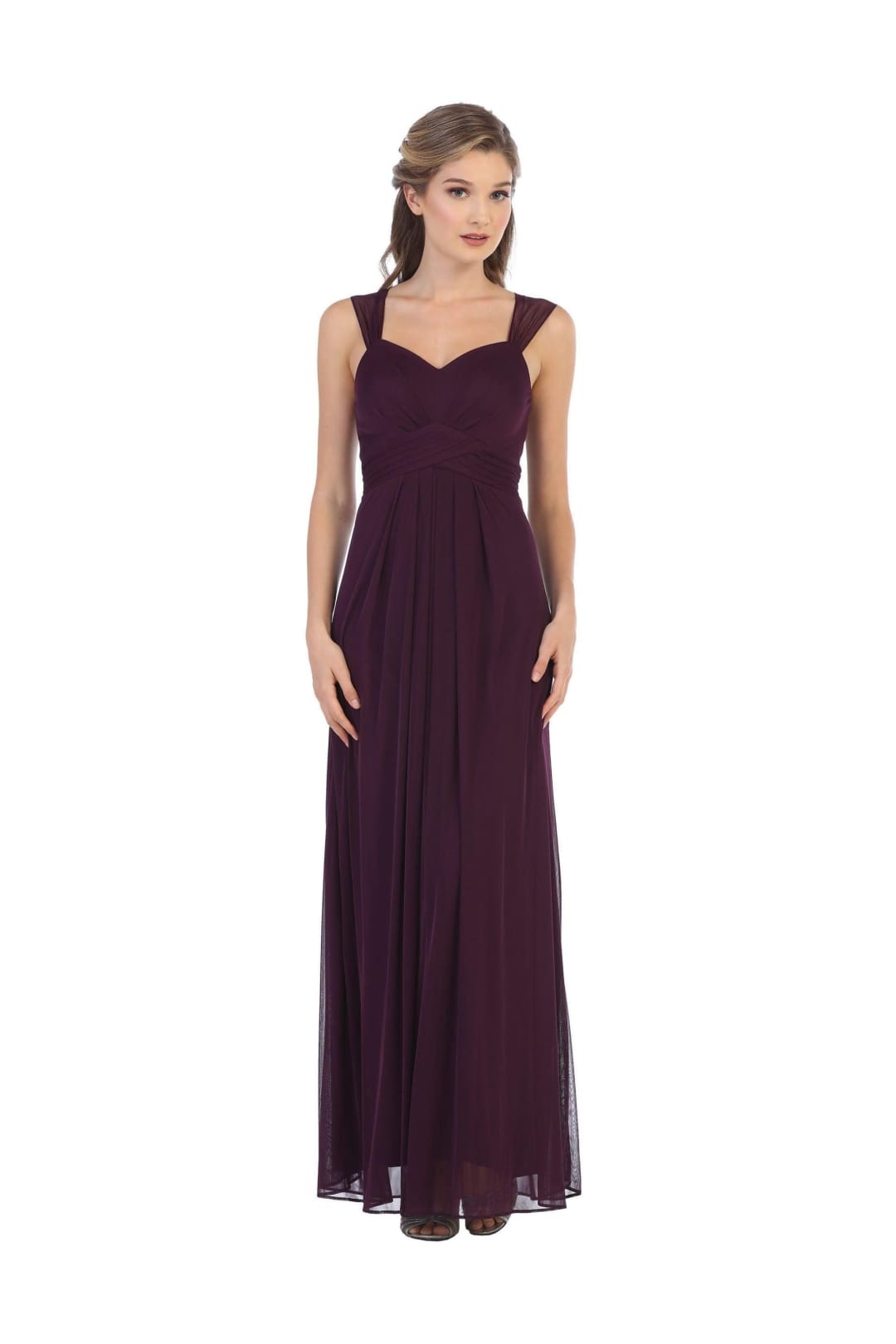 Long Sleeveless Bridesmaid Chiffon Dress - The Dress Outlet