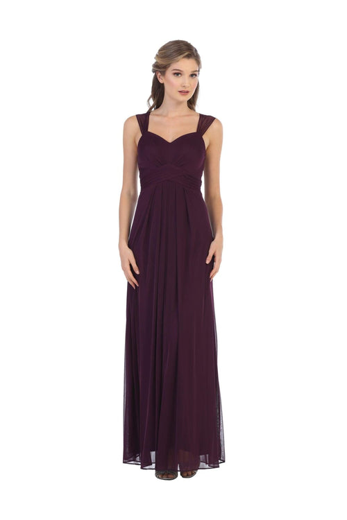 Long Sleeveless Bridesmaid Chiffon Dress - The Dress Outlet