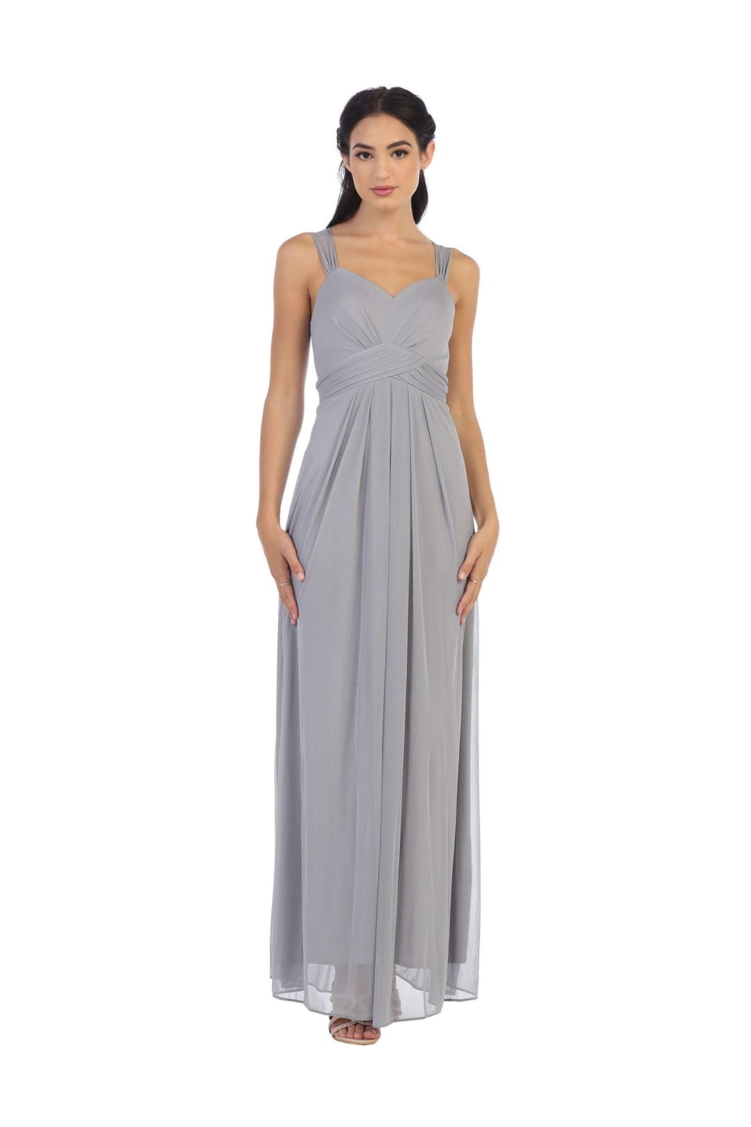 Long Sleeveless Bridesmaid Chiffon Dress - The Dress Outlet