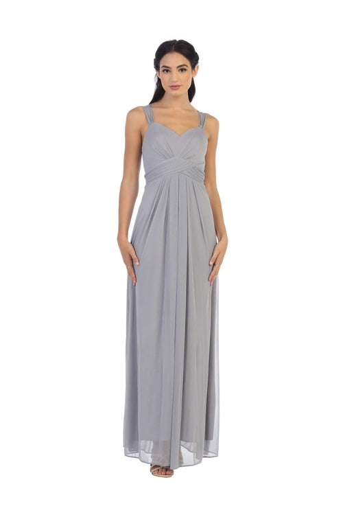 Long Sleeveless Bridesmaid Chiffon Dress - The Dress Outlet